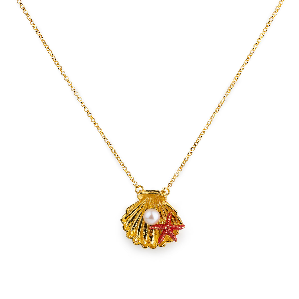 Halskette Muschel und Stern mit Perle