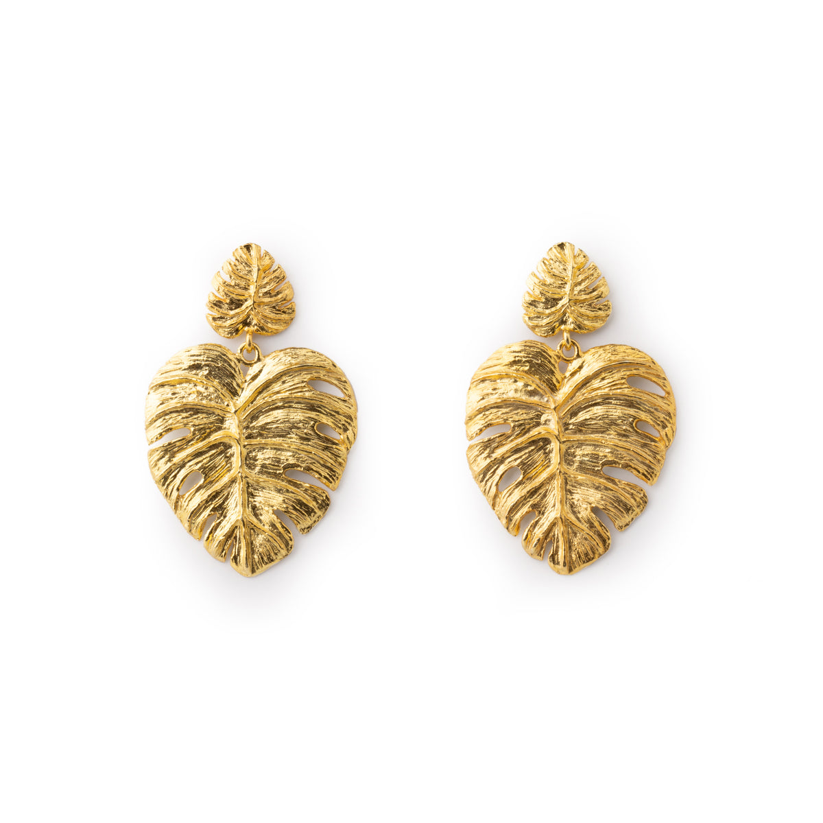 Gold Monstera Earrings