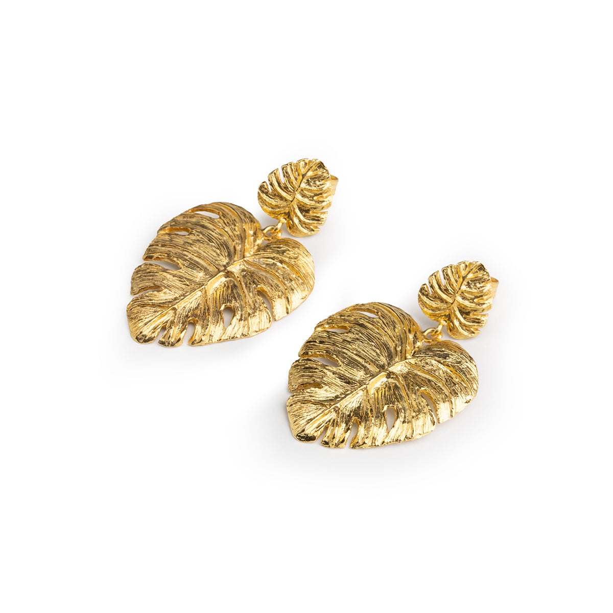 Gold Monstera Earrings
