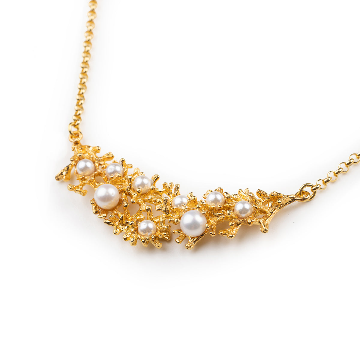Gold Pearl Branch Mini Necklace