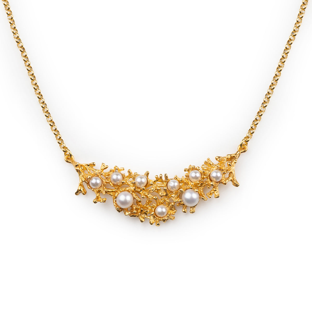 Gold Pearl Branch Mini Necklace