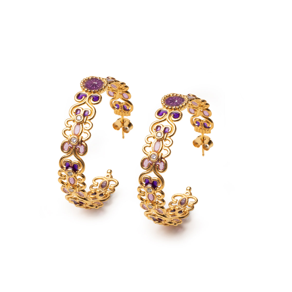 Large Purple Rosette Studs