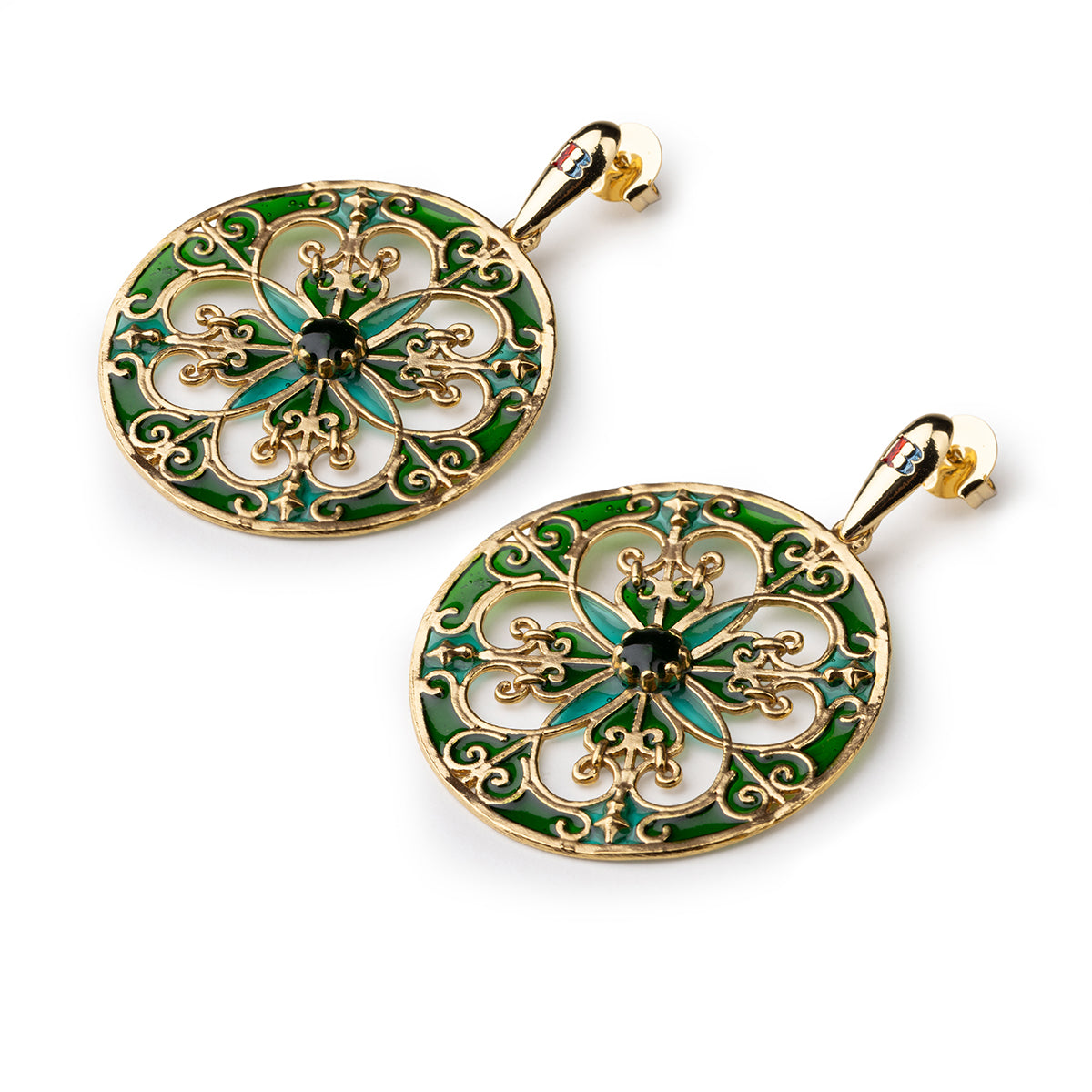Green Rosone Earrings