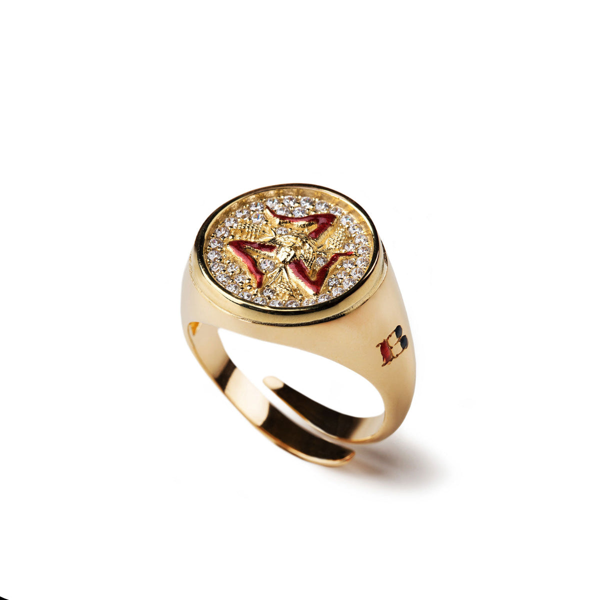 Round Trinacria Lapilli Gold Ring