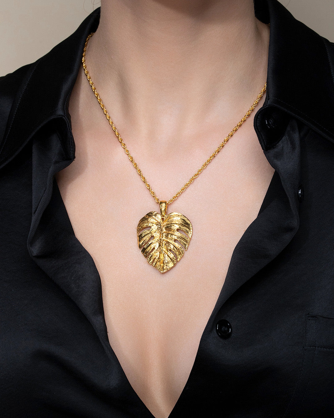 Gold Monstera Pendant