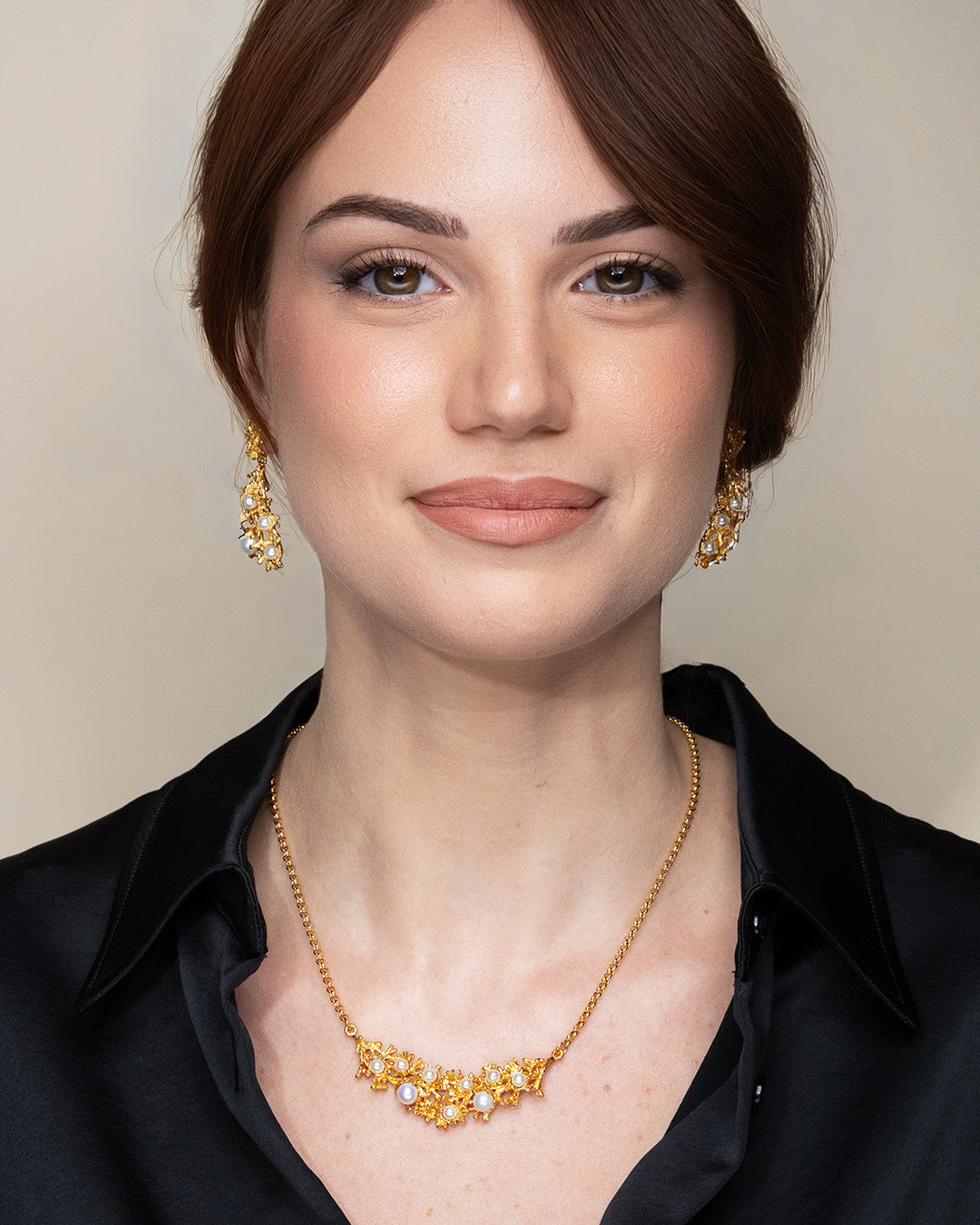 Gold Pearl Branch Mini Necklace