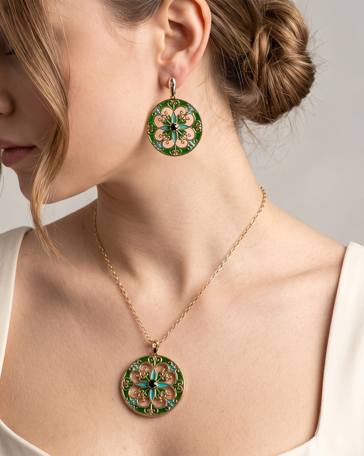 Ohrringe Rosone Grün